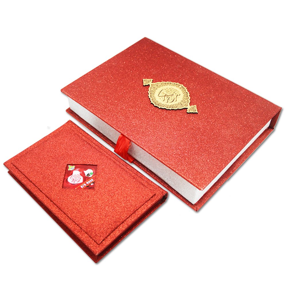 876-7GLTB-RED Holy Quran Tajweedi 16 Line With Rose Box