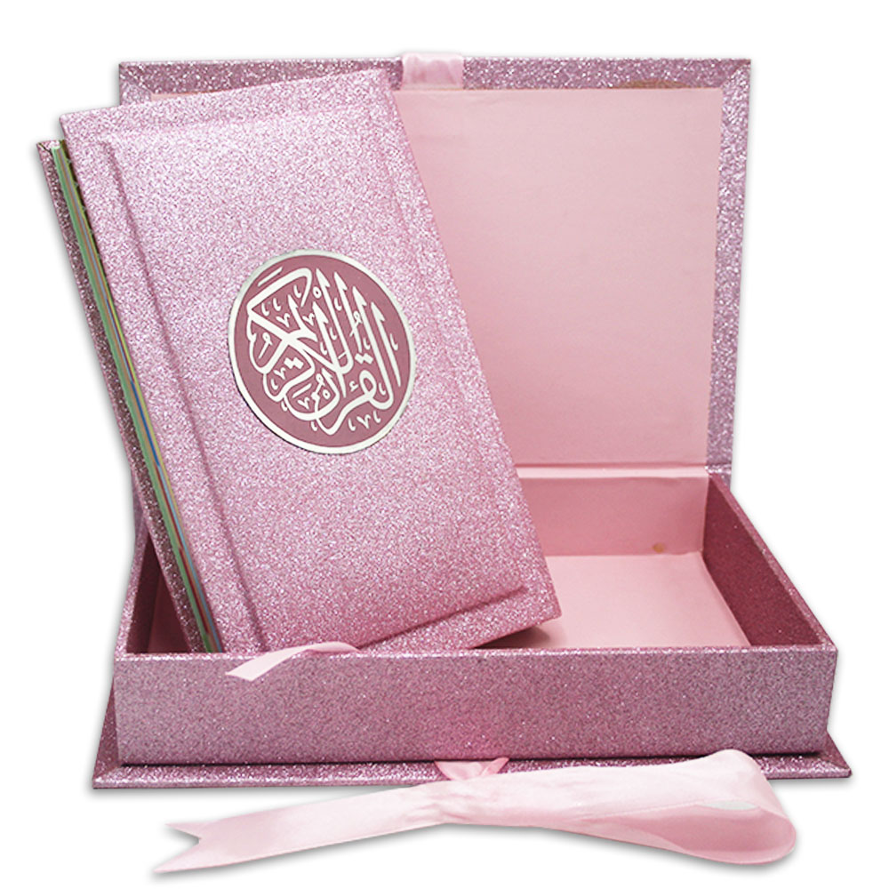 876-7GLTB-PINK Holy Quran With BOX tajweedi 16 Line PINK