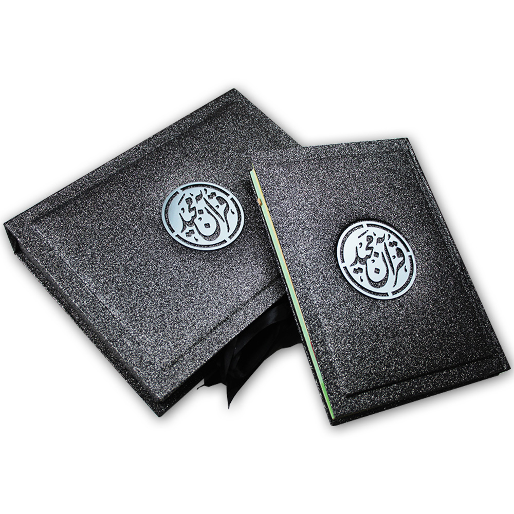 855-4GLTB-Black Holy Quran Tajweed 16 Line Blackrose binding