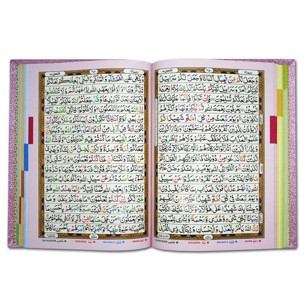 855-4GLTB-Pink Holy Quran Tajweed 16 Line Pink rose Binding