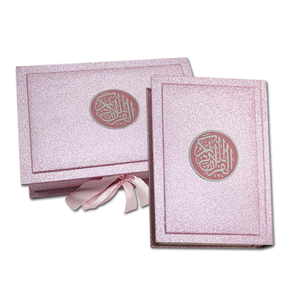 855-4GLTB-Pink Holy Quran Tajweed 16 Line Pink rose Binding