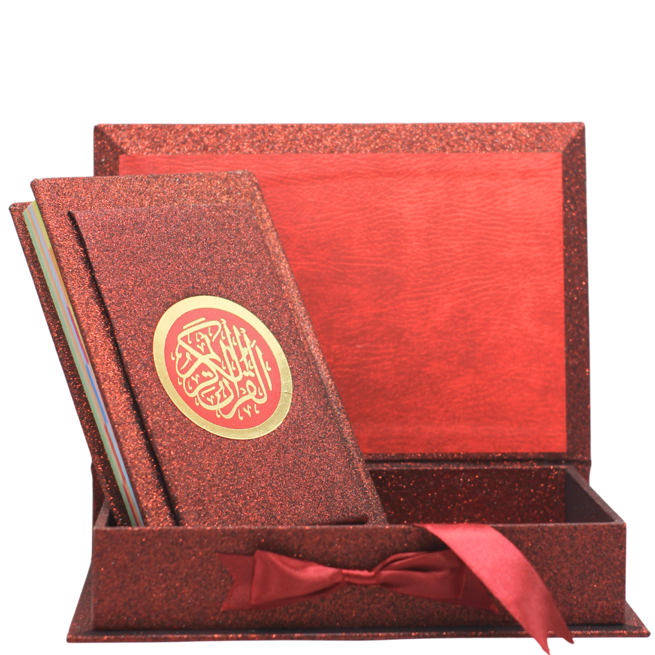 876-7VB-RED Holy Quran Tajweed VELVET WITH BOX RED
