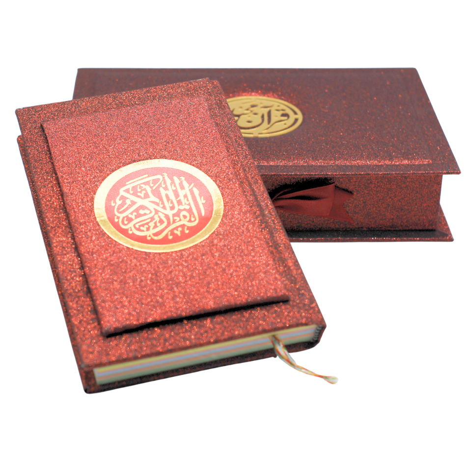 876-7VB-RED Holy Quran Tajweed VELVET WITH BOX RED